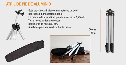 Caballete Atril De Pie Plegable Aluminio Incluye Bolso