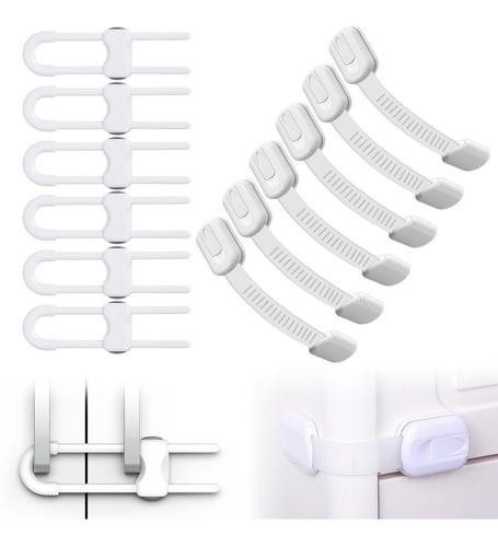 Mybole 12 Packs Sliding Cabinet Locks, U-shaped Baby Proofin