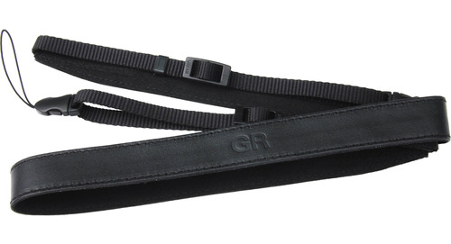 Ricoh Gs-3 Two-point Leather Neck Strap With Gr Logo (black)