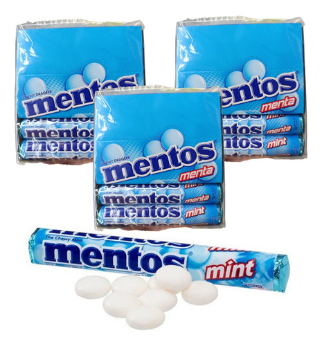 Mentos Caramelos Menta 11 Caja De 12 Rollos C/u Total 132