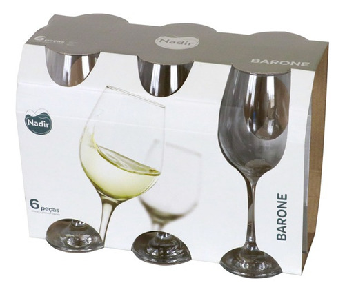 Jogo 12 Taças De Vidro Para Vinho Água 385ml Nadir Barone Cor Transparente