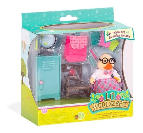 Li'l Woodzeez Set Juego Escolar Con Figura Maestra Pata