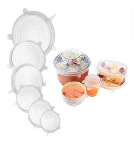 Set 6 Tapas Ajustables ,  Tapa Ollas  Envases Ajustables