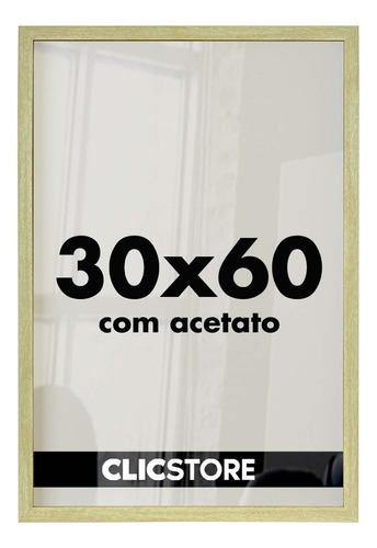 Kit 3 Moldura 30x60 Quadro Acetato Decorativo Corredor Sala Cor Carvalho Liso