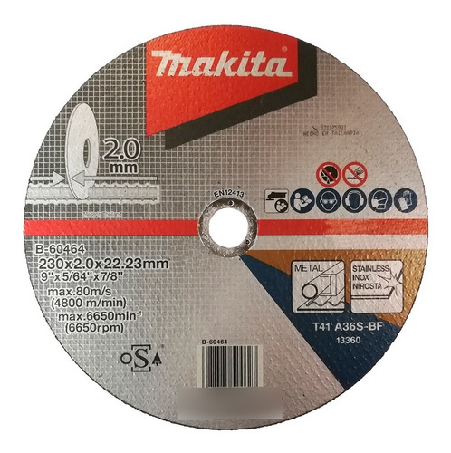 Disco Makita 230 X 2 X 22.23 Mm Para Metales E Inoxidable