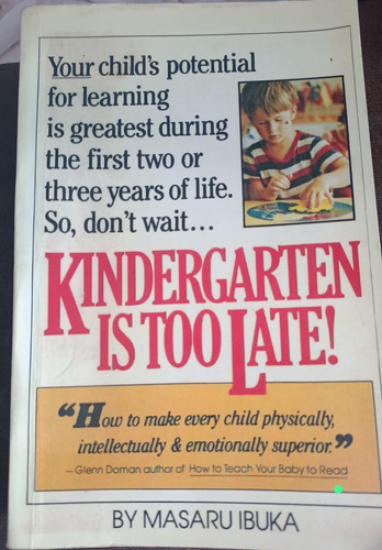 Libro Kindergarten Is Too Late Pasta Blanda