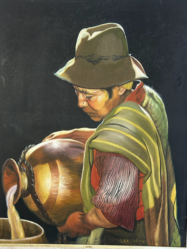 Óleo Original Francisco Larriega Realismo Cultural Andino