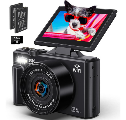 Câmera Digital 5k/câmeras De Vlog Wifi 75mp
