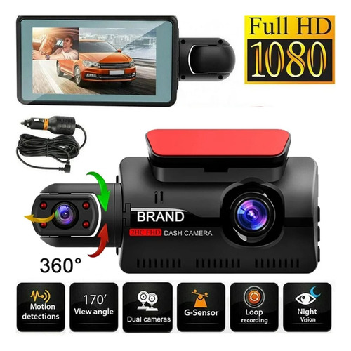 Cámara Para Vehículos Doble Lente De Grabación Hd1080 V/noct (Usado)
