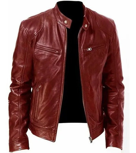 Chaqueta De Moto De Cuero Para Hombre