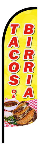 Bandera Publicitaria Tacos Roja (4x1) Completa