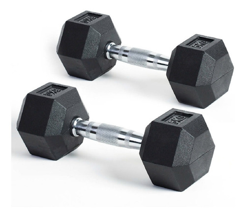 Par De Mancuernas Hexagonales 5 Kg 2 Piezas Mancuerna Color Negro