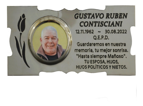 Imagen 3 de 10 de Placa 25x12cm + Foto + Floreros. Para Cementerio, Lapidas.