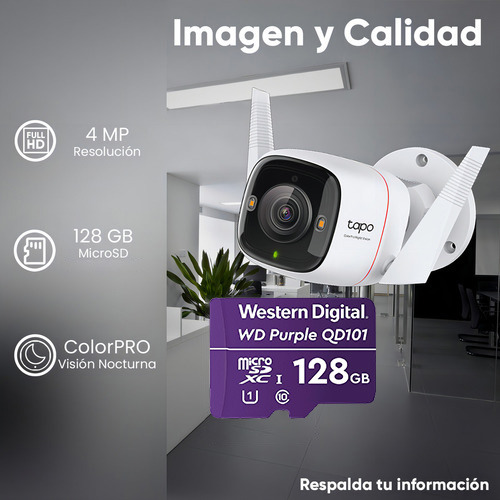 Tapo & Cronos Cámara De Seguridad Tapo-c325wb-plus-128 + Microsd 128gb Visión Nocturna Colorpro 2k Qhd Detección De Movimiento Protección Ip66 Inalámbrica/cableada Cctv Sirena C325wb Audio Doble Vía