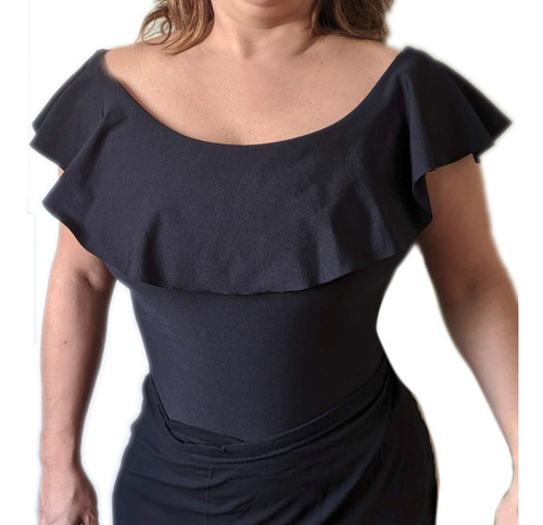 Imagem 1 de 5 de Body Ciganinha Babado Plus Size 42 Ao 50 Tamanho Grande Liso