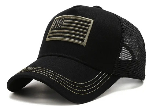 Gorra Negra Táctica Bandera Usa 