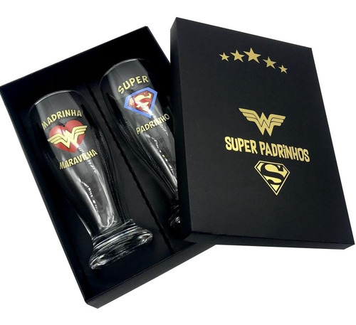 Imagem 1 de 4 de Convite Copos Cerveja Super Padrinhos Kit Duplo