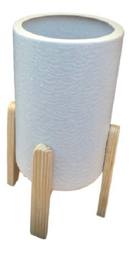 Maceta Con Soporte De Madera Artesanal
