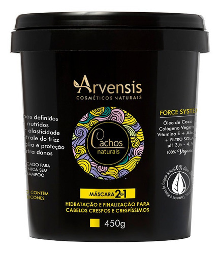 Máscara Arvensis Cachos Naturais 2x1 Vegana - 450g