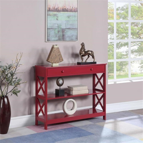 Mueble Oxford Mesa Auxiliar Con Dos Estantes Y Un Cajón Rojo