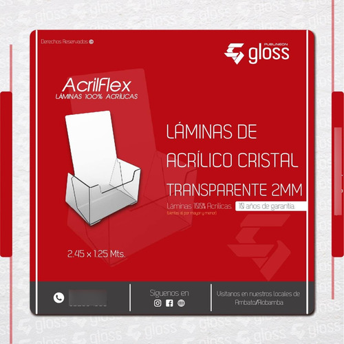 Plancha De Acrílico Transparente De 2mmx2,46mx1,26m