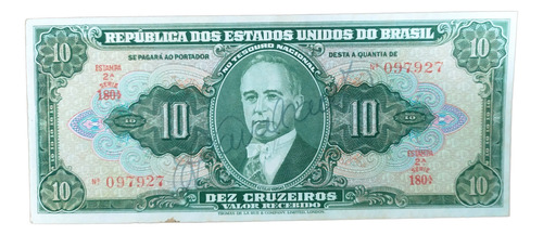 Linda Cédula C075 10 Dez Cruzeiros Getúlio Vargas Autografad