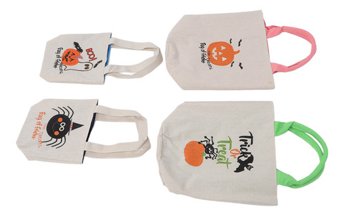 Bolsa De Lona Trick Or Treat, 4 Unidades, Caramelos Y Aperitivos Individuales