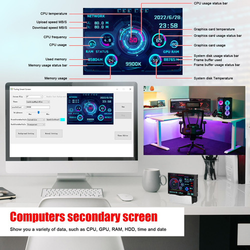 Imagen 8 de 10 de Monitor De Ordenador Mini Pantalla De 3,5 Pulgadas Usb Tipo