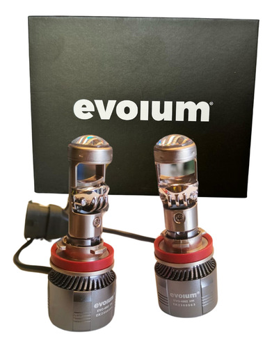 Kit De Focos Led Proyector Lupa Evolum 4002 H11 Negro Blanco Neutro