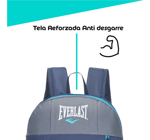 Mochila Everlast Running 10l Deportiva Liviana Urbana Unisex Color Gris verde Diseño De La Tela Liso