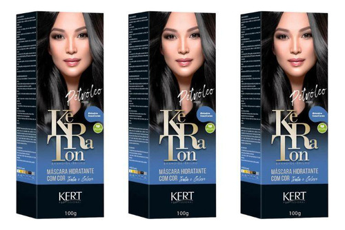 Coloraçao Keraton Banho De Brilho Petroleo Preto-kit C/3un
