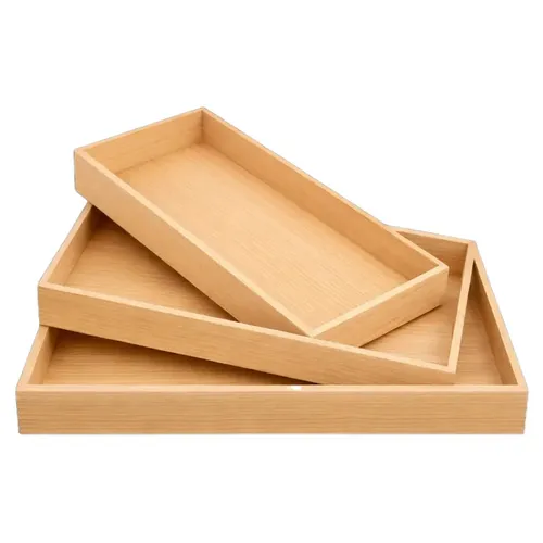 Kit 3 Bandejas De Bambu Para Servir Café Da Manhã Petiscos Decorar Cozinha Sala Multiuso Resistente Design Moderno Leve E Funcional Natural
