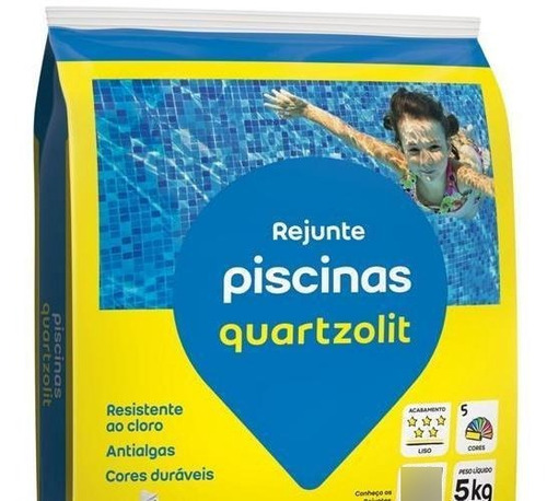 Rejunte Piscina Quartzolit 5kg Cinza Platina Kit 3 Un