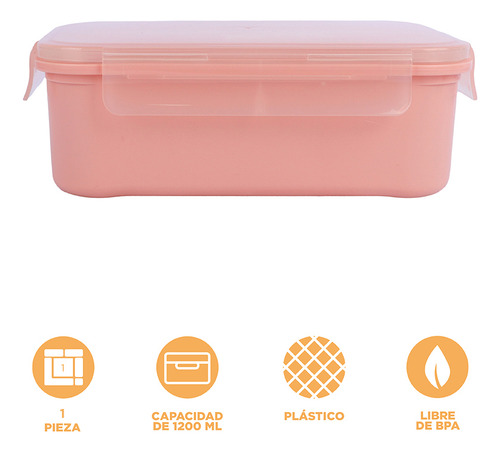 Miniso Contenedor De Alimentos En Forma Rectangular Con Cubi Color Rosa