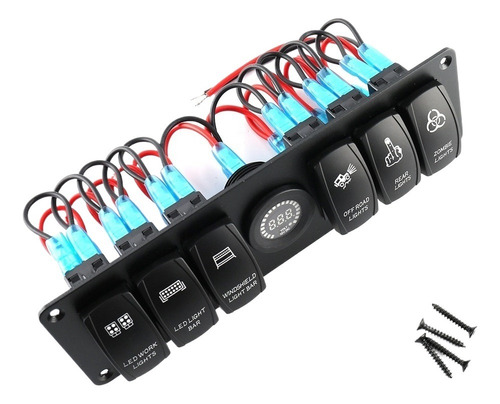 6 Gang Toggle Panel De Interruptor De Rocker Colorido Led Vo