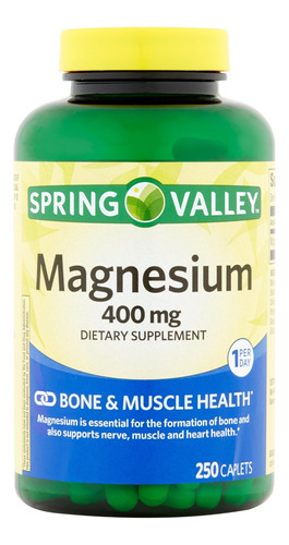 Suplemento Magnesio 400mg 250 Tabletas Spring Valley