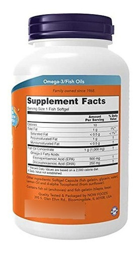 Now Supplements, Ultra Omega-3, 500 Epa Y 250 Dha, Soporte C