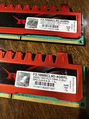 Módulo Memoria Ddr3 1333 Gskill Ripjaws 4gb X 2 (Usado)
