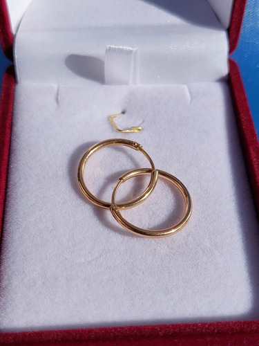 Imagen 3 de 8 de Aros Argollas Tubo Oro 18 Kilates