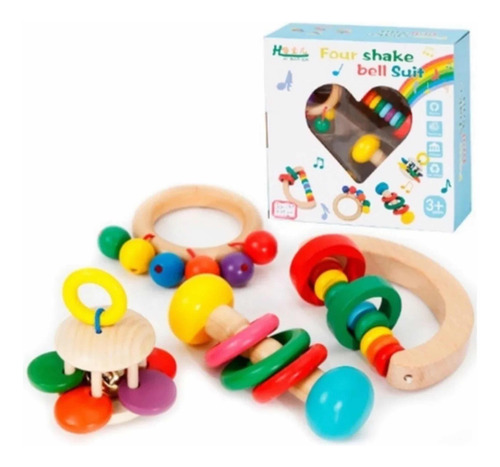 Sonajeros Para Bebe Juguete De Madera Estimulacion Temprana