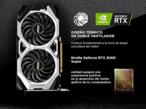 Placa de video Nvidia MSI Ventus GeForce RTX 20 Series RTX 2060 SUPER GEFORCE RTX 2060 SUPER VENTUS GP OC OC Edition 8GB