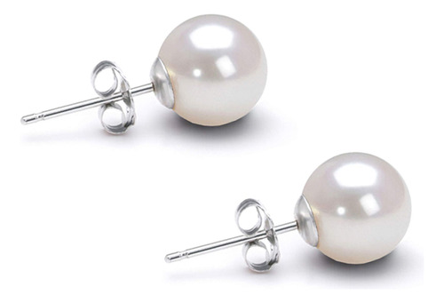 Aaaa Pendientes De Perlas Cultivadas Akoya Blanca Stud 14k G