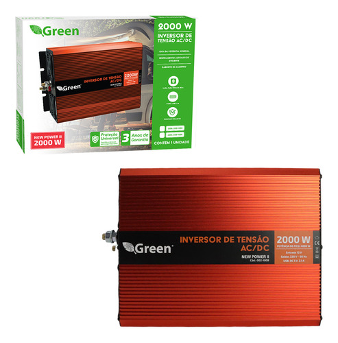 Inversor Conversor De Tensão 2000w 12v P/ 220v Tomada C/ Usb