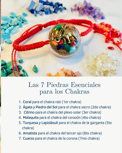 Pulsera Orgon Elefante Con Piedras 7 Chackras- Ajustable