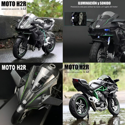 R1x Motocicleta Kawasaki H2r De Metal En Miniatura 1:12