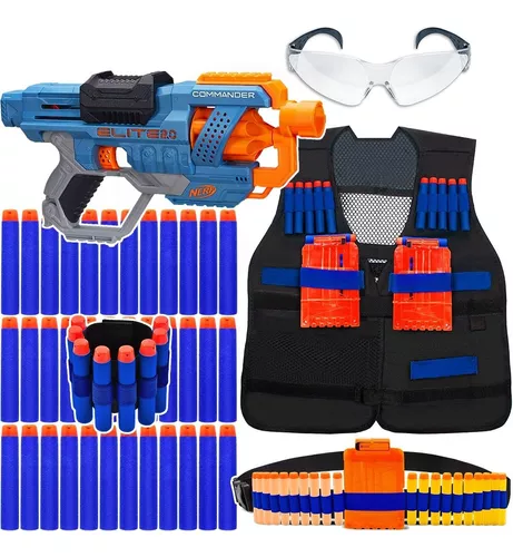 Kit Lançador Nerf Delta Trooper Colete Acessórios Dardos em