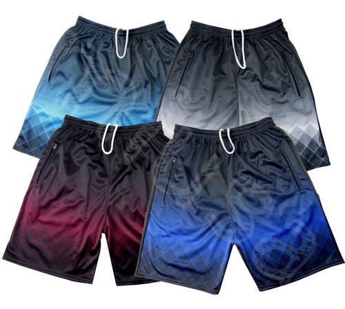 Imagem 3 de 10 de Kit 5 Bermuda Masculina Praia Zíper Fitness Academia Esporte