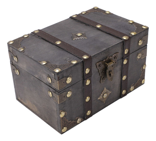 . Cofre Del Tesoro De Madera Estilo Vintage Con Candado
