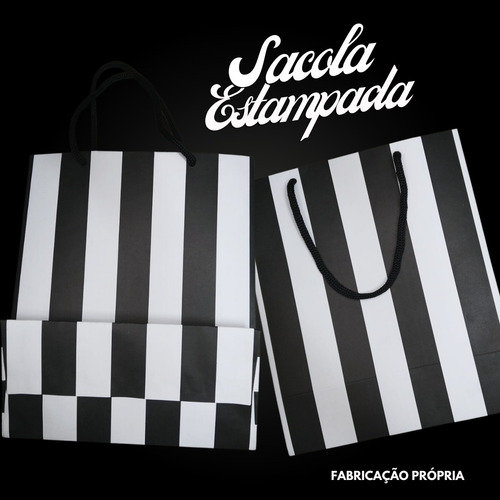 50 Sacolas De Papel Para Presente (m) - 22x18,5x9cm