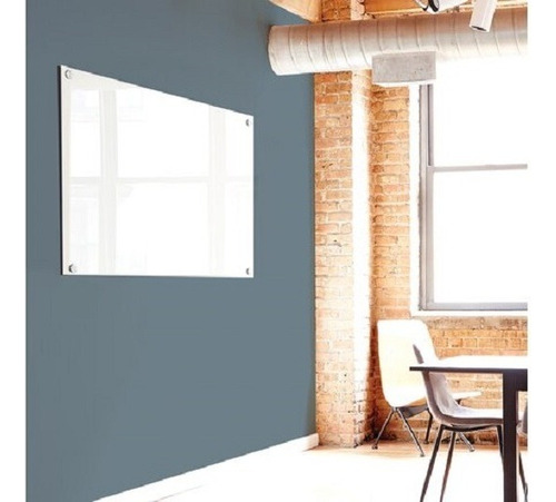 Painel Lousa De Vidro Temperado Branca 120x70cm Com Led Cor Branco Liso